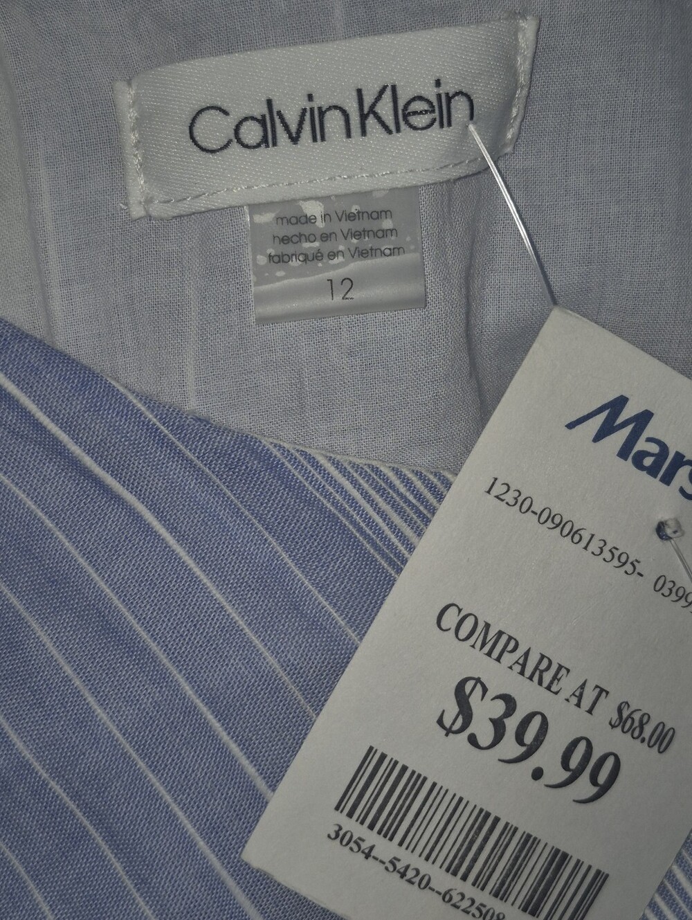 Calvin Klein Blue Stripe Tiered Sundress - Picture 2 of 4